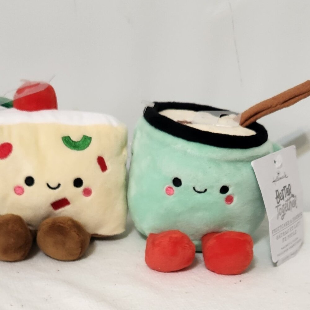 Hallmark Better Together FruitCake & EggNog Cup 2 Magnetic Plush Set Fruit Cake